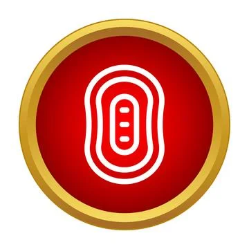 White stadium icon in red button shape Stockillustratie