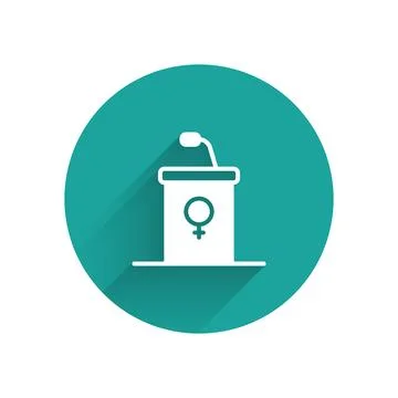 White Stage stand or debate podium rostrum icon isolated with long shadow Stock Illustration