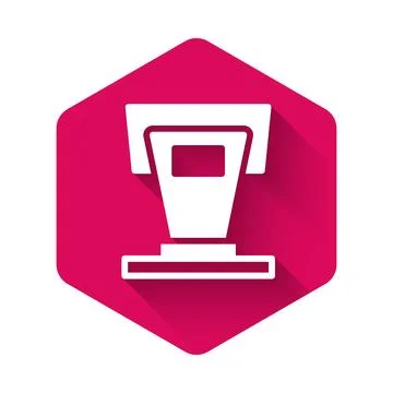 White Stage stand or debate podium rostrum icon isolated with long shadow b.. Stock Illustration