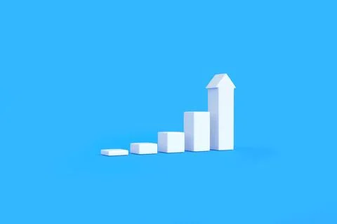 White stair on a blue background. Step to growth success Stock Illustration