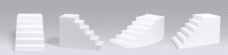 White stair podium rectangular and circular Stock Illustration