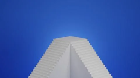 White staircase with blank top flat platform, 3D render illustration Stock Illustration