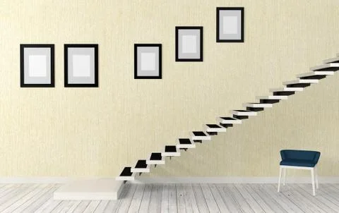 White staircase room interior in modern and minimal style Stock Illustration