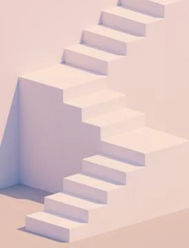White stairs 3d rendering. Staircase minimal background. Abstract ladder prod Stock Illustration