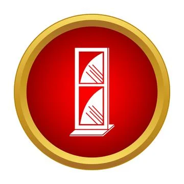 White stand billboard display icon on red round button Stock Illustration