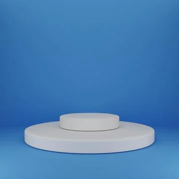 White stand on blue background, 3d rendering illustration Stock Illustration