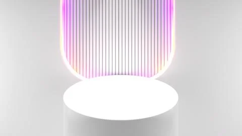 White stand on curved wall light pink back,mock up podium for product prese.. Stock Photos