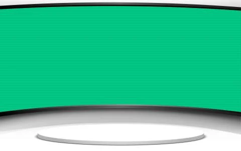White stand with green screen in lcd background in the news studio room Stock Illustration