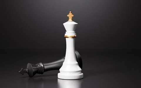 White standing king piece and the fallen black king piece. Strategy plannin.. Stock Illustration