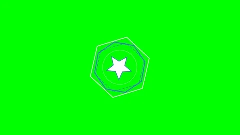 A white star centered inside geometric shapes on a solid green background Stock Footage 340903030