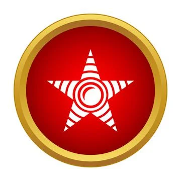 White star with concentric rings in red circle icon Stock Illustration