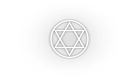 White star of david in a circle icon with shadow isolated on white background. Stock Footage 202219856