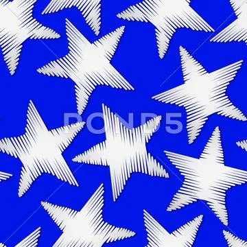 White Star Embroidery Stitching Seamless Pattern