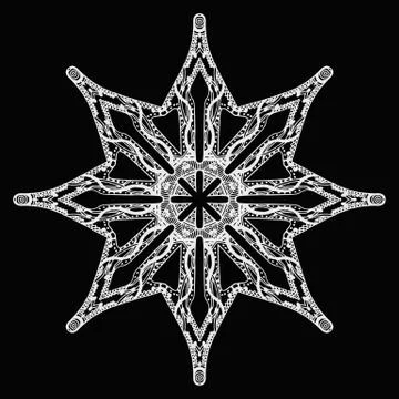 White star handdrawn pattern on black Stock Illustration