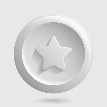 White Star Icon. 3D Round app button Stock Illustration