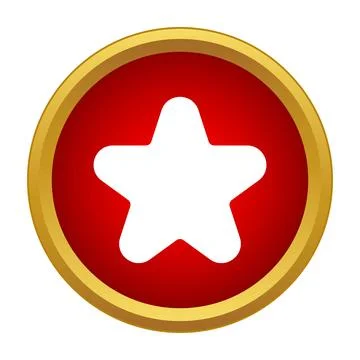 White star icon on red button with gold border Stock Illustration