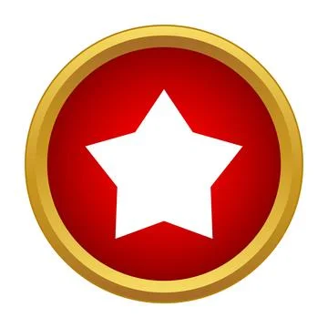 White star icon on red button with golden border Stock Illustration