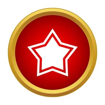 White star icon in red circle with gold border イラスト素材