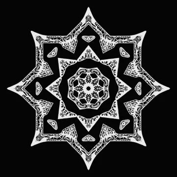 White star pattern with hand-drawn elements on black Stock Illustration