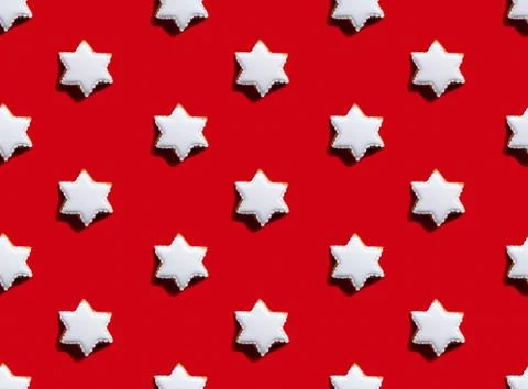 White star pattern red seamless background cookie Stock Photos