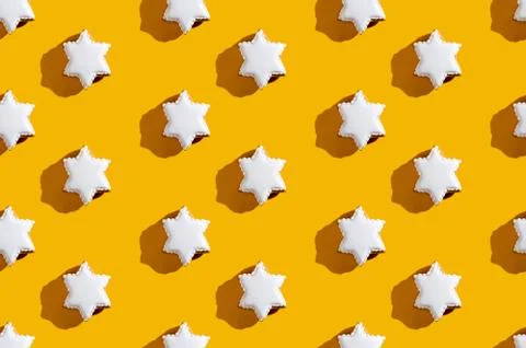 White star pattern yellow seamless background Stock Photos