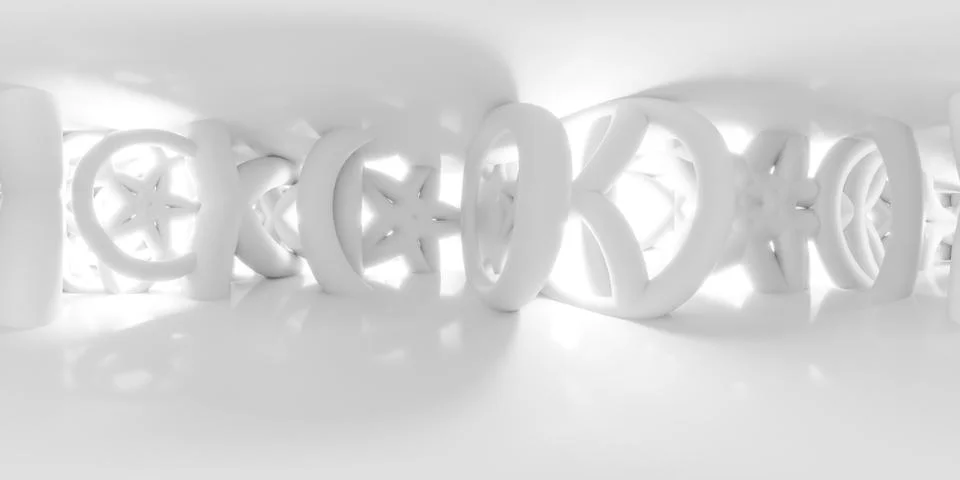 White star shaped interlocking rings 360 panorama vr environment map Illustrazione stock