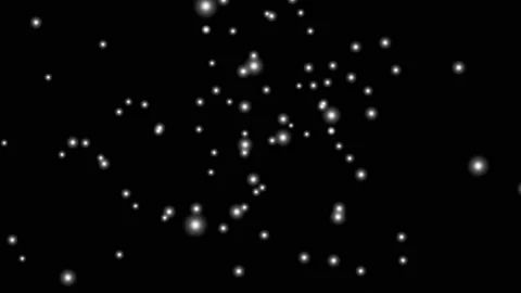 White stars on a black background, light balls, gradually moving away, many Stock Footage 224530807