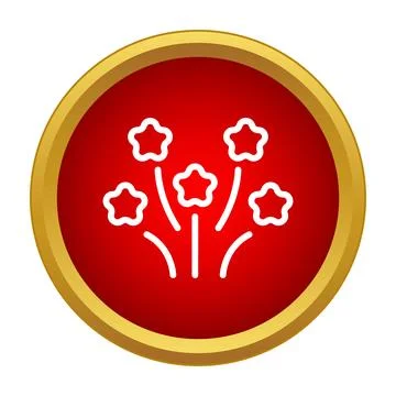 White stars exploding fireworks icon on red button Stockillustratie