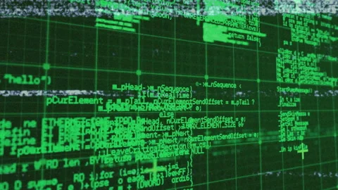 White static glitch causing green code blocks scrolling shifting in wireframe Stock Footage 312240634
