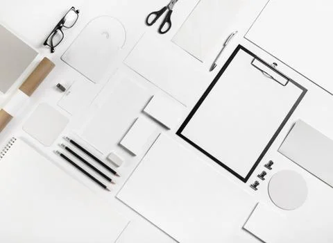 White stationery set Stock Photos