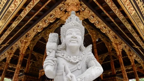 White statue in a beautiful temple Stock Footage 95184091