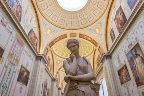 White statue inside State Hermitage Museum Stock Photos
