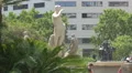 White statue near the fountain in Plaza de Catalunya, Barcelona 4k or 4k+ Resolution