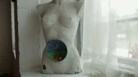 White statue without hand and legs Stock Footage 86118651