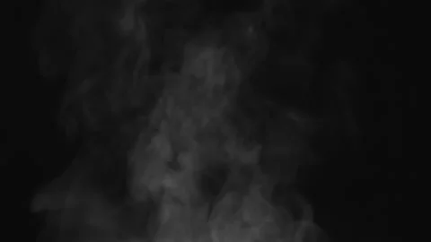 White Steam Flow on Black Screen HD Pro Video stock 140127385