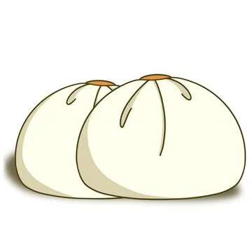 White Steamed Buns On White Background Illustration Stock Illustration