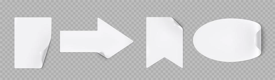 White stickers peel off, rectangular, arrow, flag Stock Illustration