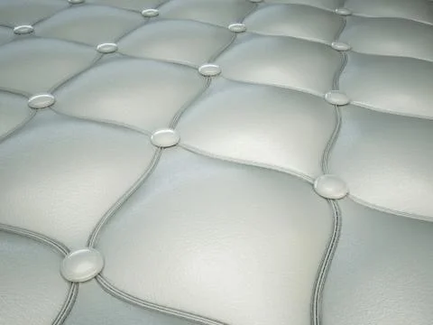White stitched leather pattern with buttons and bumps Illustrazione stock
