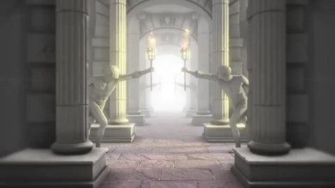 White Stone Archways and Statues Stock Footage 273586524