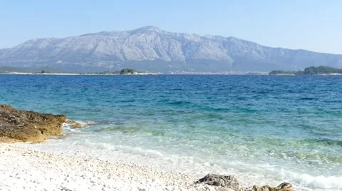 White Stone Beach With View Vídeo Stock 54907080