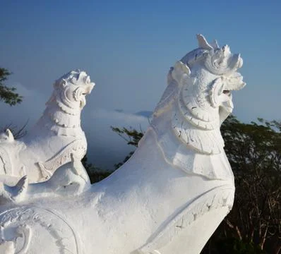 White Stone Lion Stock Photos