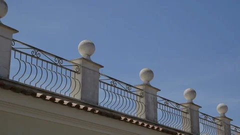 White stone rooftop balcony on a beautiful day Stock Footage 86203632