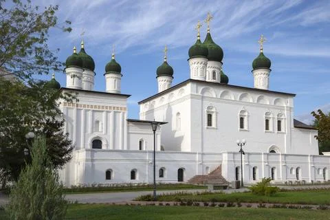 The white-stone Trinity Cathedral on the territory of the Kremlin. Astrakhan Stock Photos