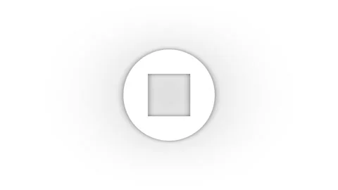 White stop button icon with shadow isolated on white background. Stock Footage 207342355