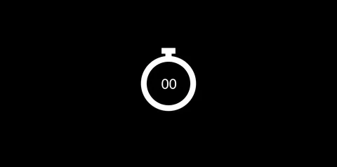 White stopwatch outline flat animation with counter numbers on black background. Stock Footage 112367718