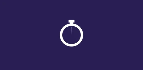 White stopwatch outline with running circle inside it on purple background. Stock Footage 112367841