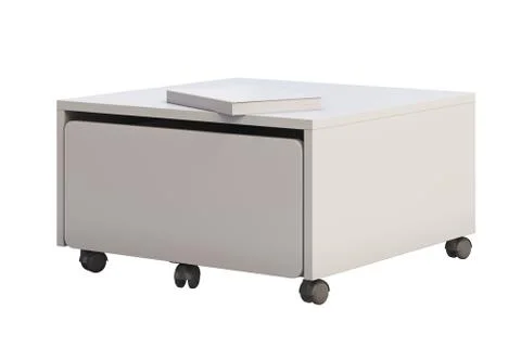 White storage box with casters. 3d render Stock Illustration