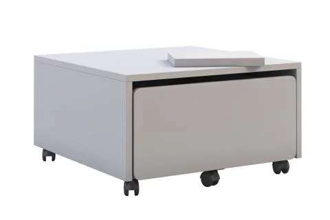 White storage box with casters. 3d render Stock Illustration