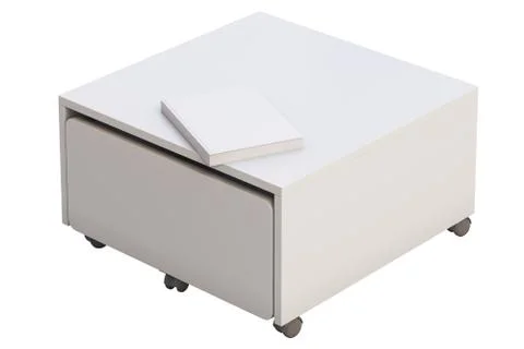 White storage box with casters. 3d render Stock Illustration