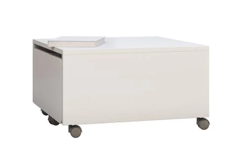 White storage box with casters. 3d render Stock Illustration